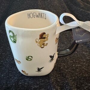 NWT Rae Dunn Hogwarts White Mug with Iconic Designs